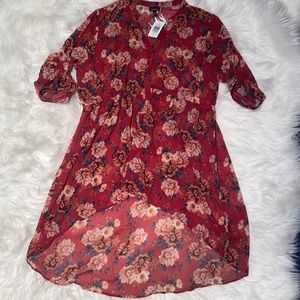 3-4 sleeve hi low floral see through dress top